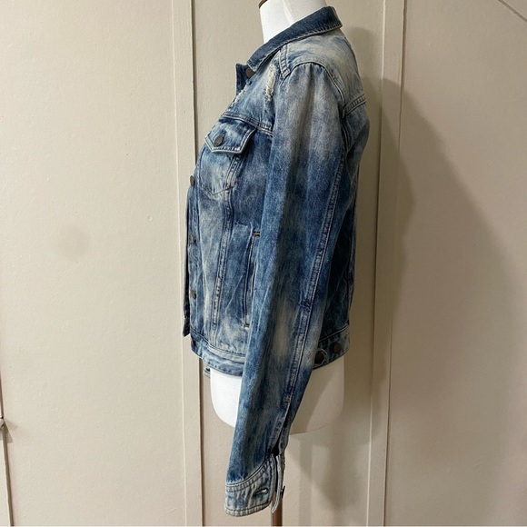 Express Distressed Acid Wash Denim Jacket, Size XS - Picture 3 of 8